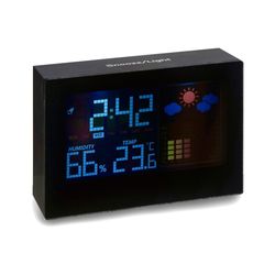 Stacja pogodowa zegar alarm wskazuje temperaturę wilgotność powietrza podświetlany wyświetlacz